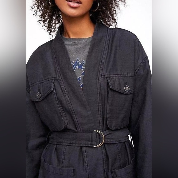 Free People in Our Nature Cargo Jacket Black size S - Picture 4 of 10
